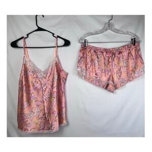 Victoria's Secret Women Large Orange Feather Print Cami  Camisole Set